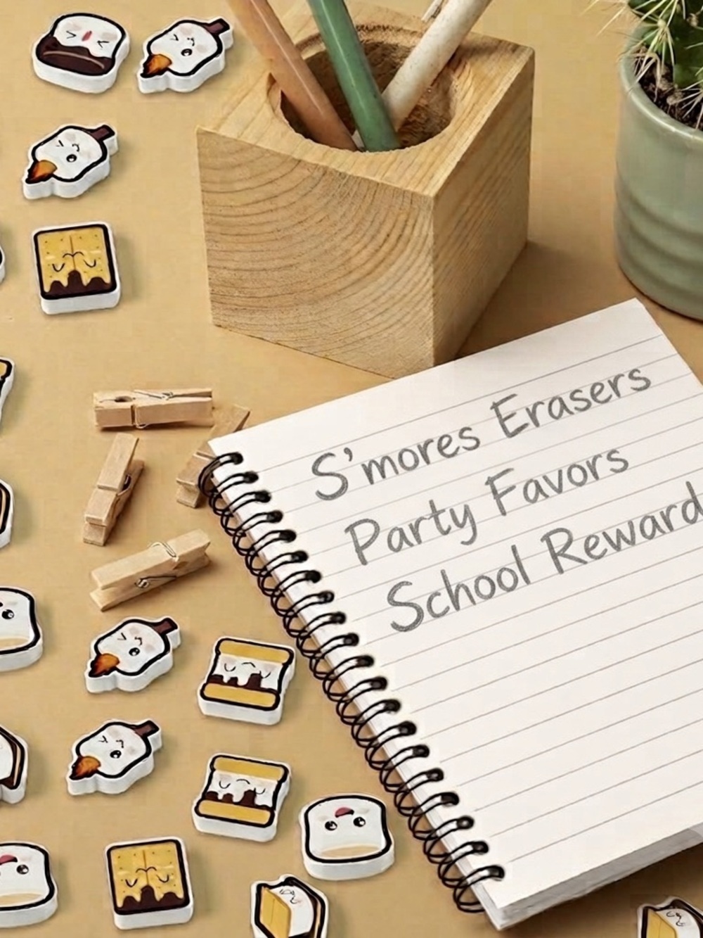 Mini Erasers S’mores, camping party favors